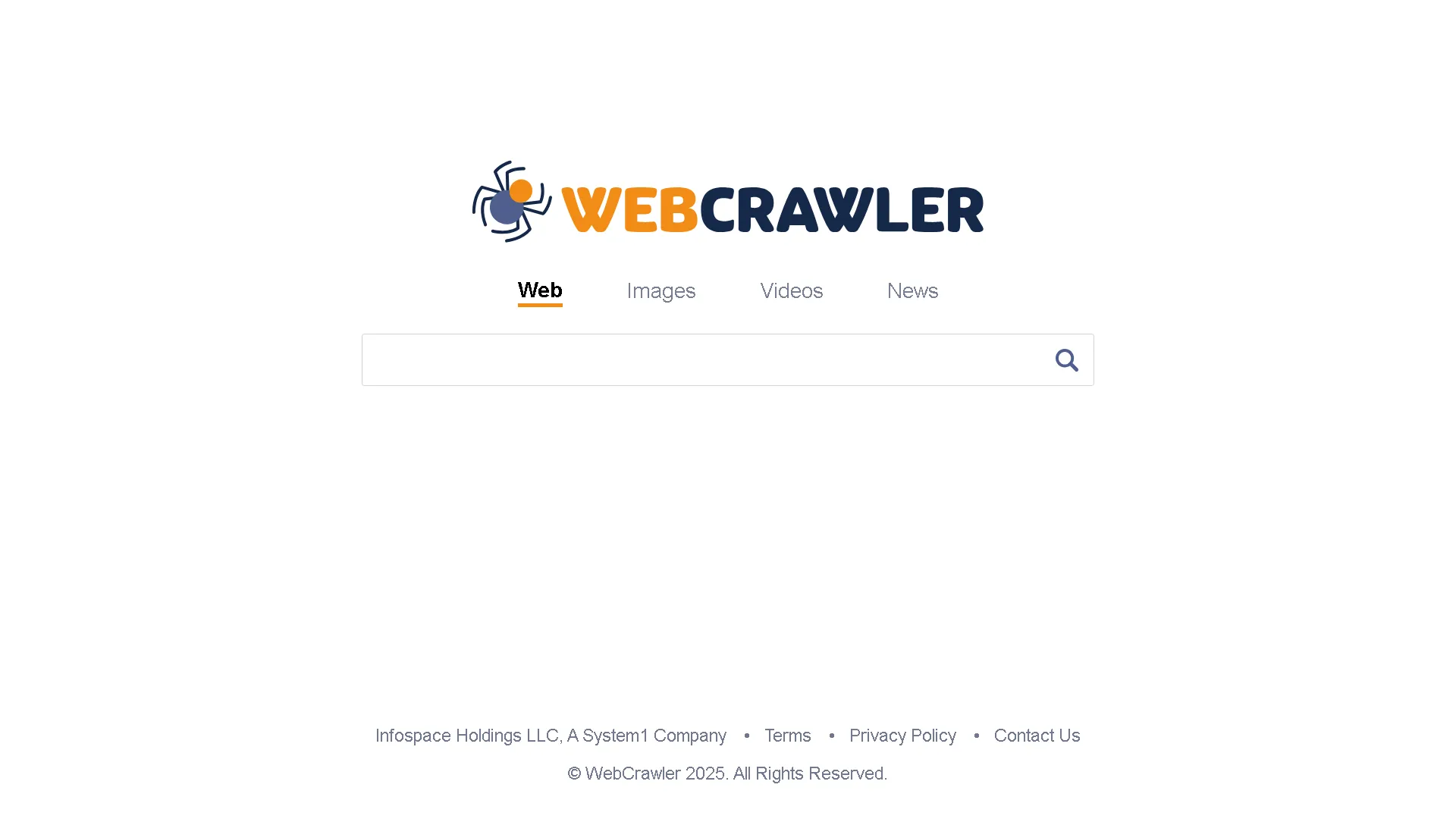 Giao diện trang chính của WebCrawler, một trong những công cụ tìm kiếm đầu tiên trên internet, mang phong cách thập niên 90.