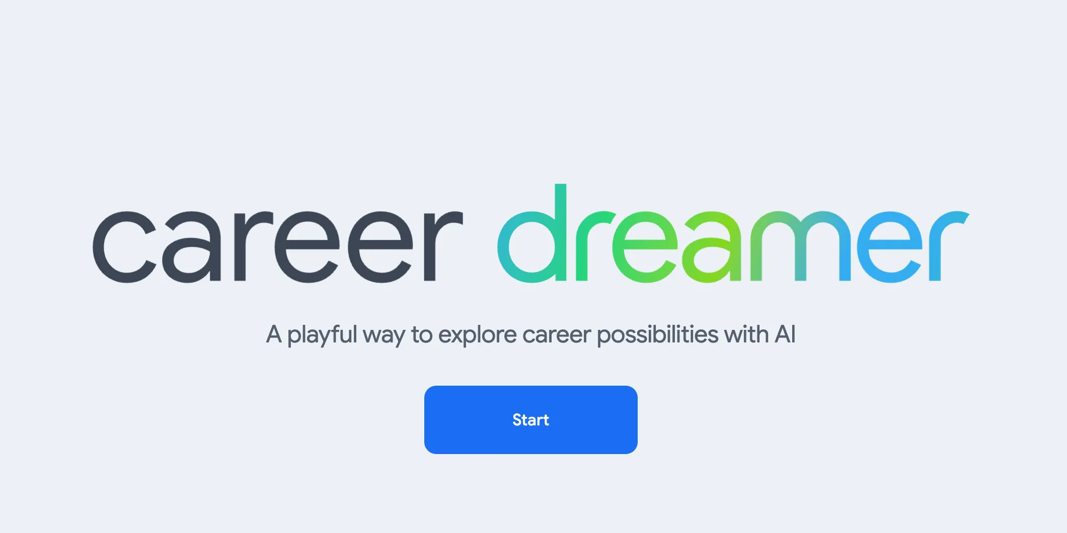 Giao diện trang chủ Google Career Dreamer với thiết kế thân thiện và màu sắc tươi sáng