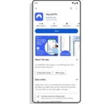 Giao diện trang thông tin ứng dụng VPN có huy hiệu Đã xác minh trên Google Play Store