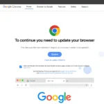 Giao diện trang web giả mạo yêu cầu cập nhật Google Chrome với nút "Update" lớn