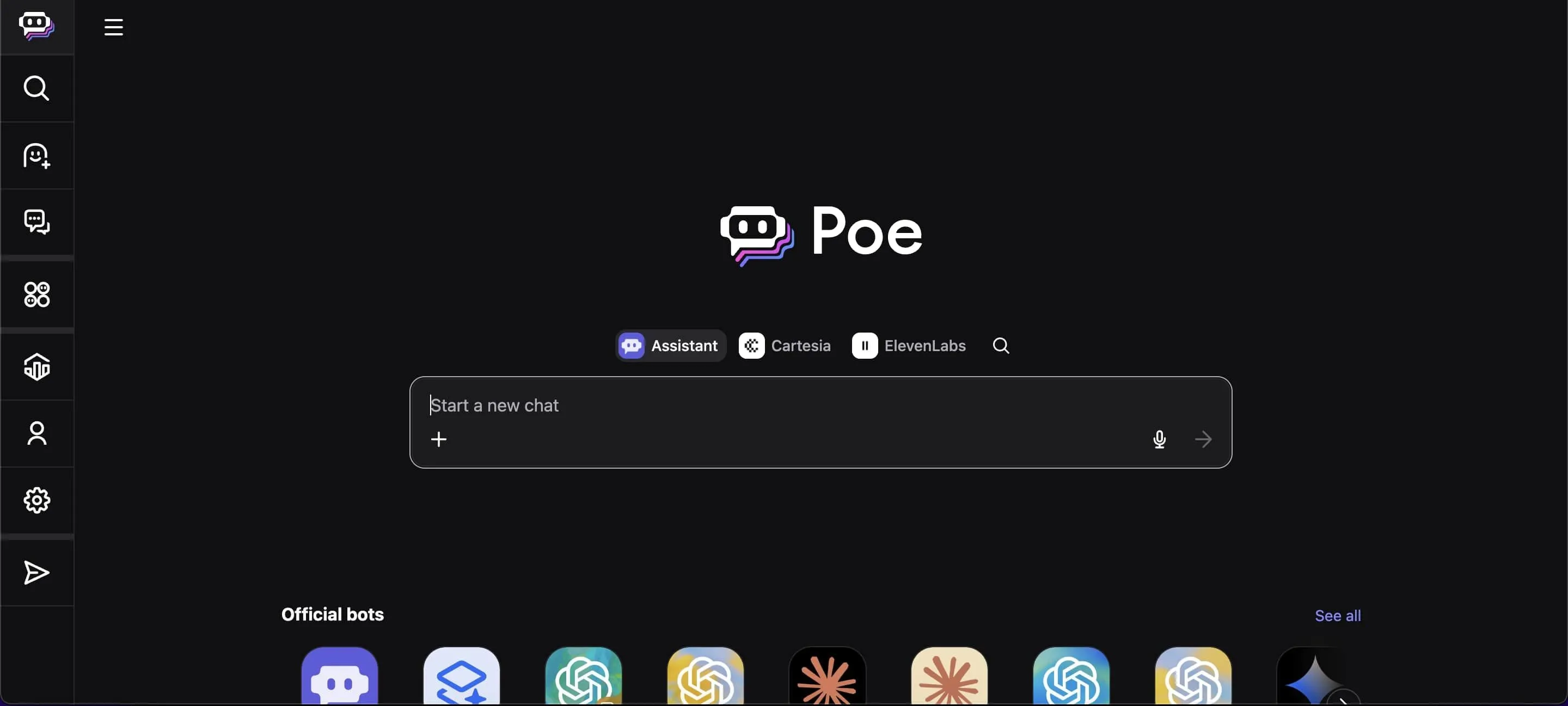 Giao diện trò chuyện của Poe by Quora cho phép truy cập nhiều mô hình AI.