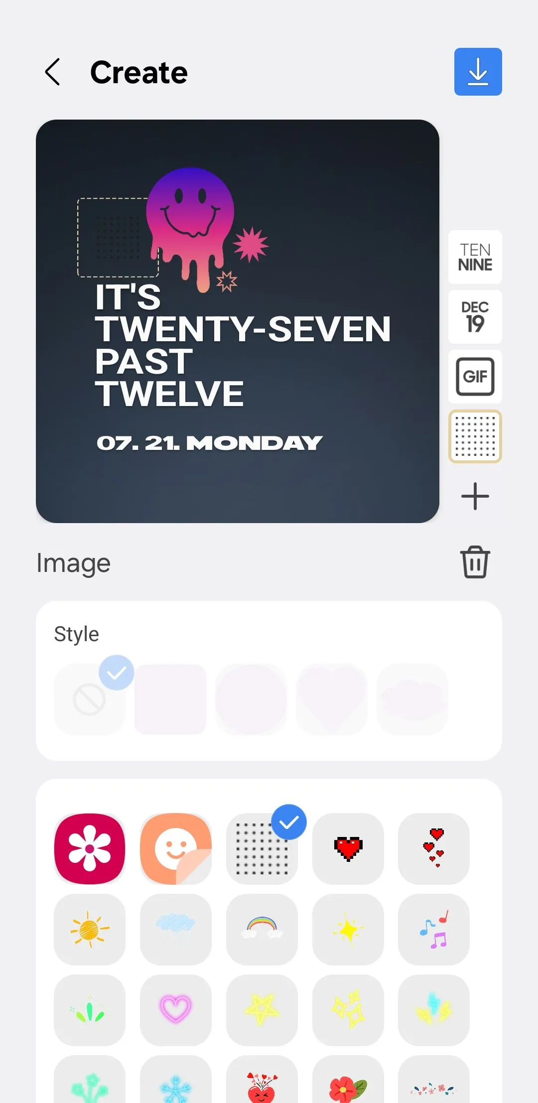 Giao diện tùy chỉnh đồng hồ Always On Display (AOD) trong ứng dụng ClockFace trên Samsung Galaxy