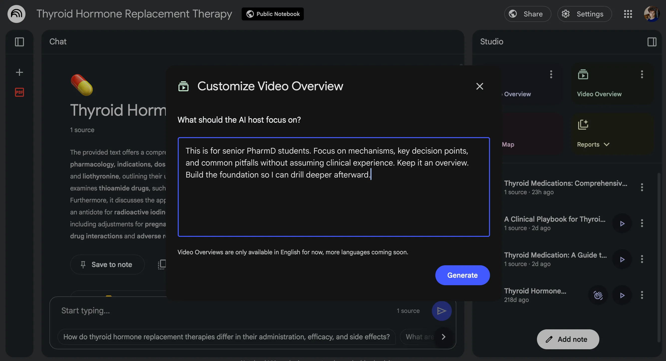 Giao diện tùy chỉnh prompt để tạo Video Overview hiệu quả trên NotebookLM