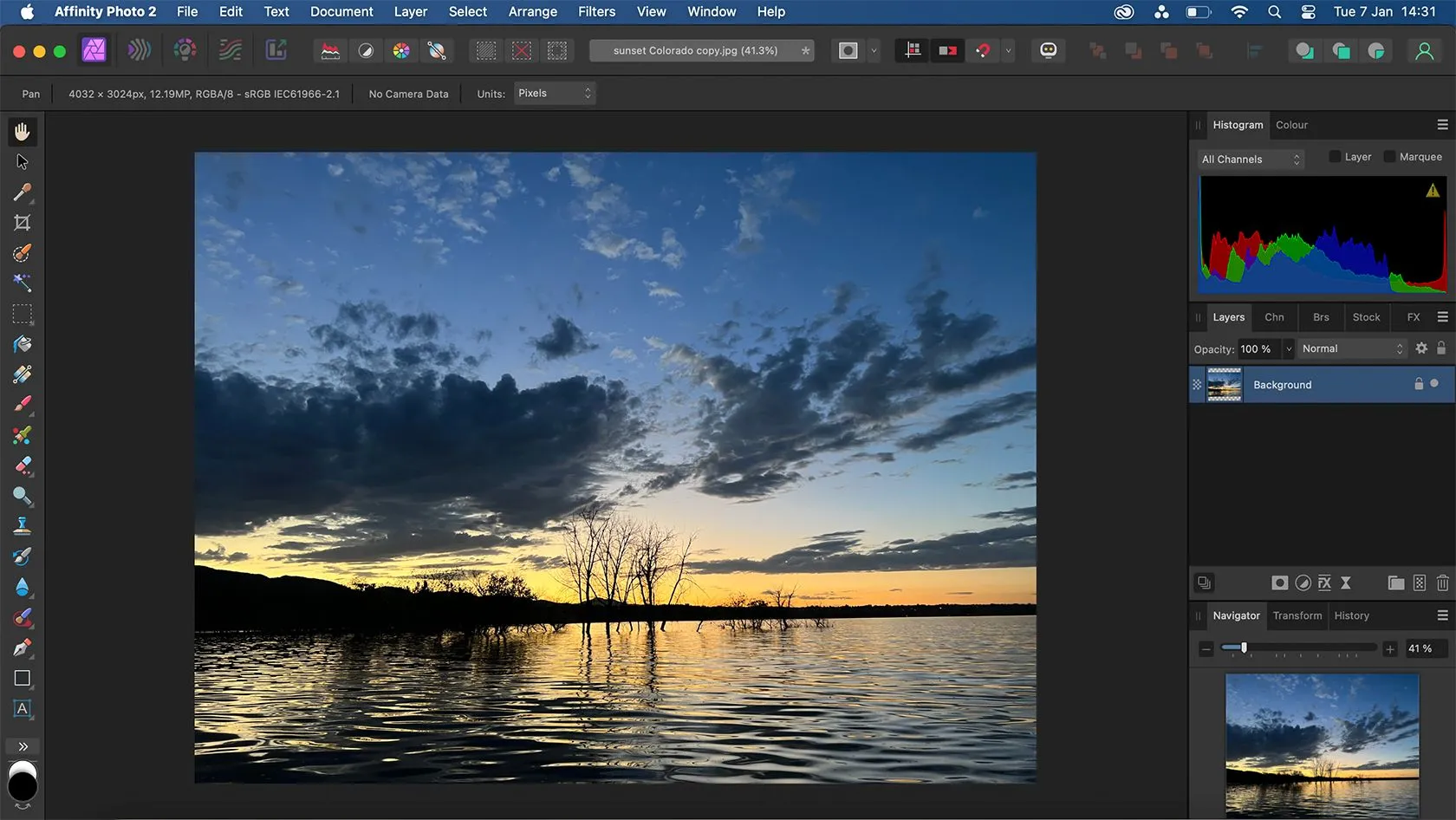 Giao diện ứng dụng Affinity Photo