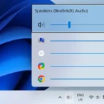 Giao diện ứng dụng EarTrumpet trên Windows 11 cho phép điều chỉnh âm lượng từng ứng dụng dễ dàng.