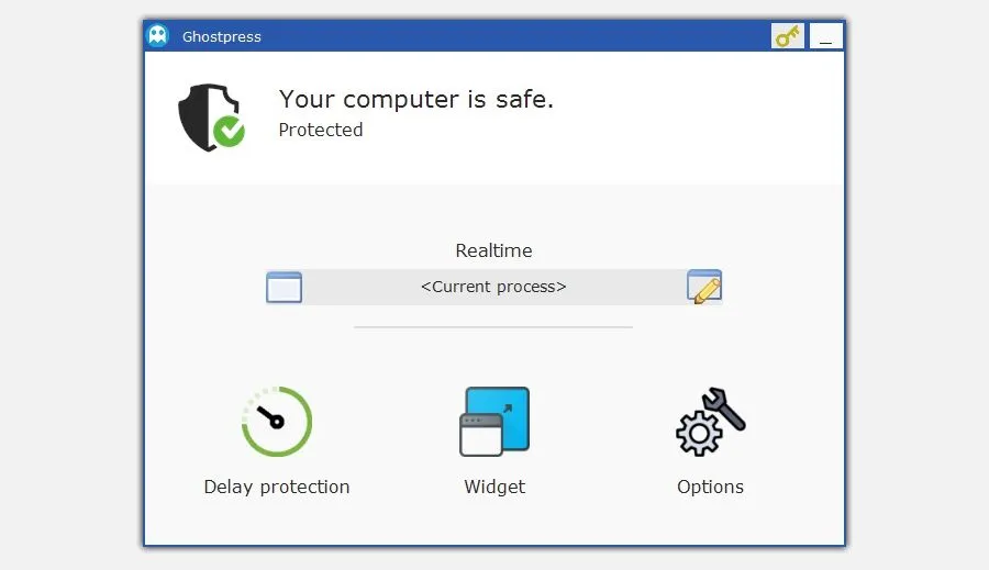 Giao diện ứng dụng Ghostpress, phần mềm phát hiện và chặn keylogger hiệu quả.
