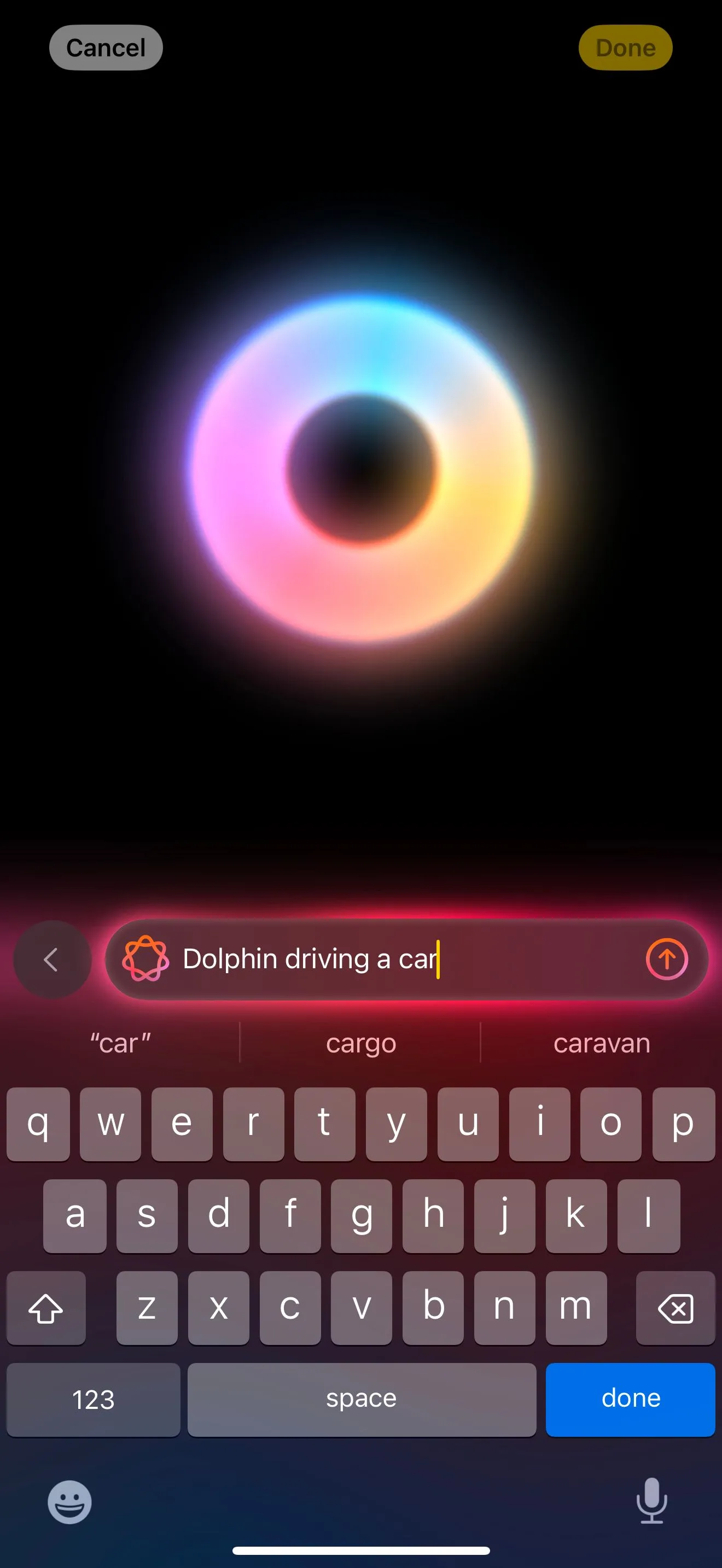 Giao diện ứng dụng Image Playground nơi người dùng nhập mô tả văn bản để tạo hình ảnh AI.