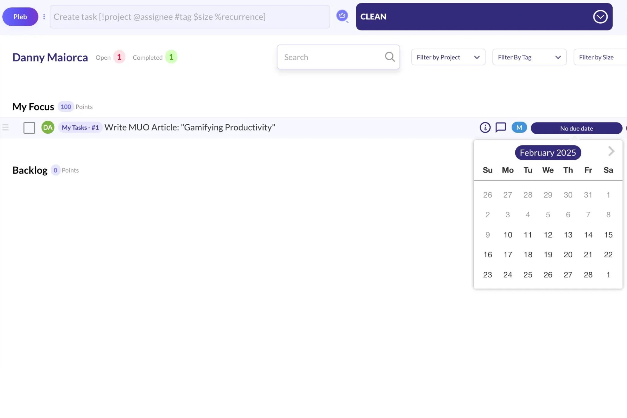 Giao diện ứng dụng MagicTask với các nhiệm vụ và hệ thống điểm thưởng gamified