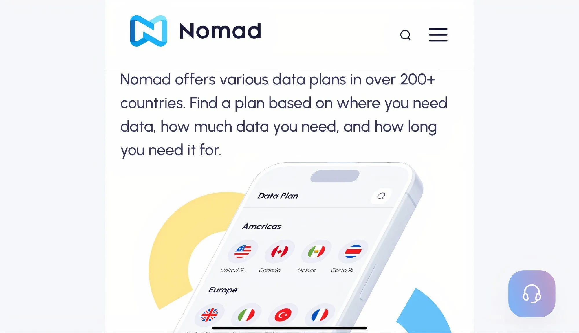 Giao diện ứng dụng Nomad, cung cấp eSIM giá trị tốt nhất cho các chuyến đi ngắn.