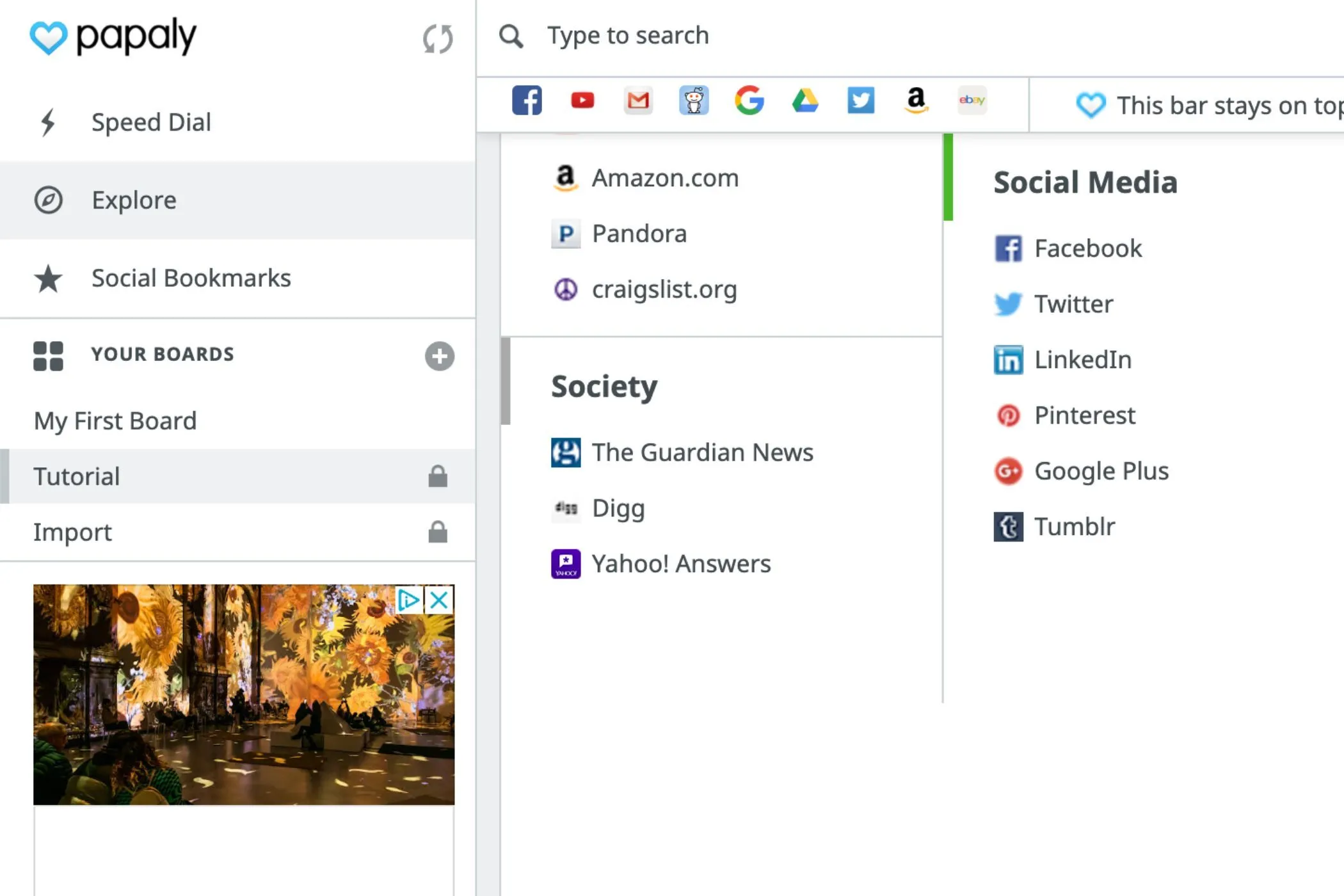 Giao diện ứng dụng Papaly với các tab được sắp xếp khoa học theo từng danh mục