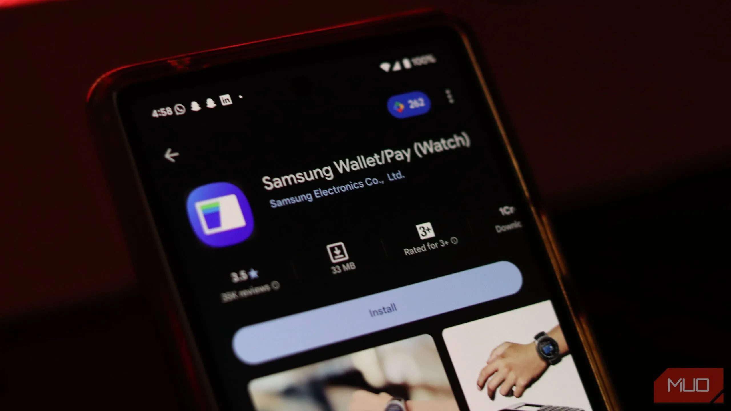 Giao diện ứng dụng Samsung Wallet trên điện thoại Android