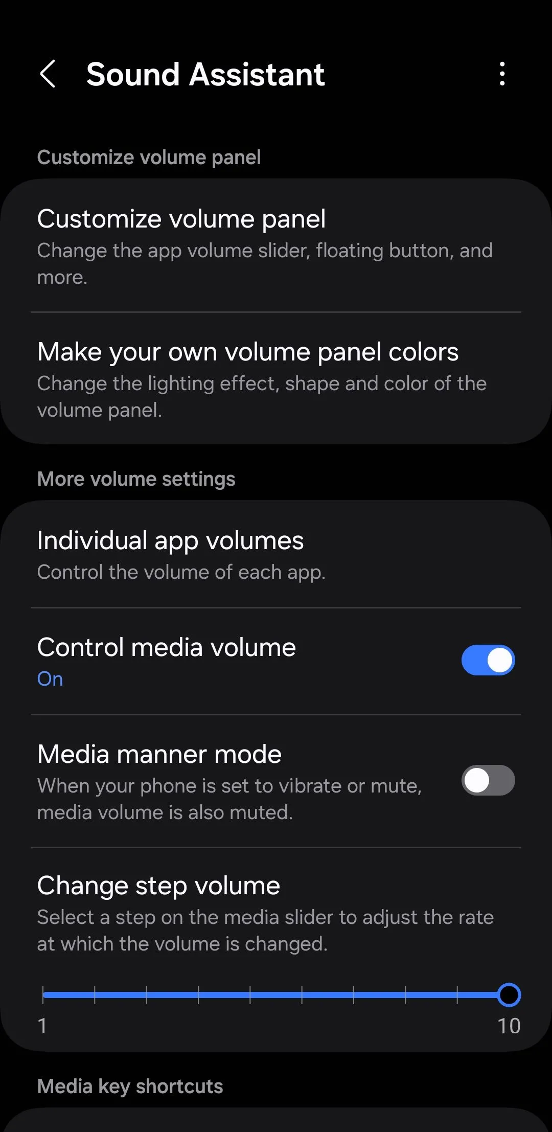Giao diện ứng dụng Sound Assistant của Samsung