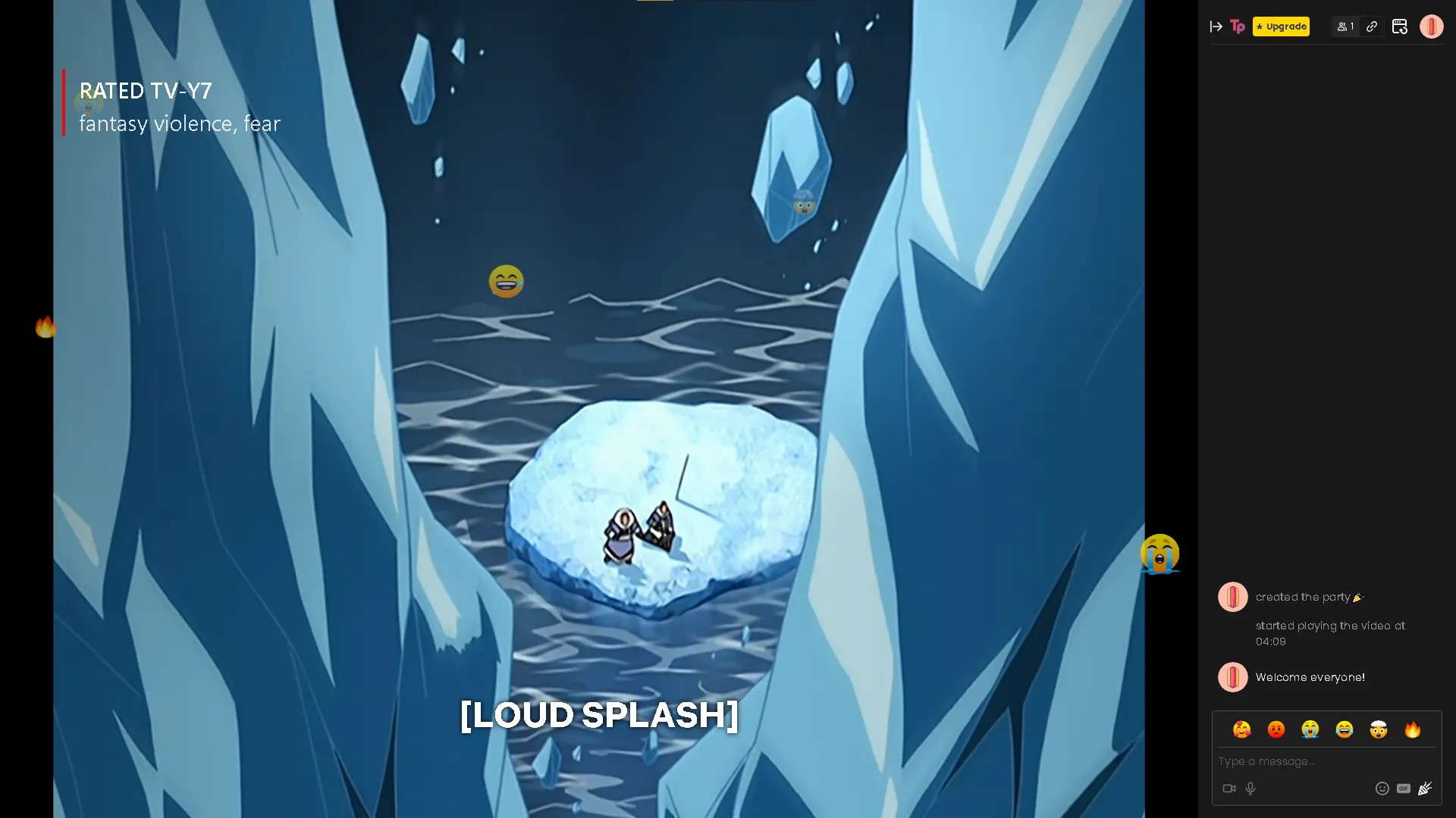 Giao diện watch party Teleparty với khung chat bên phải khi xem Avatar: The Last Airbender