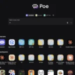 Giao diện web của nền tảng AI Poe hiển thị các mô hình chatbot đa dạng trên máy tính