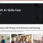 Giao diện website AI Skills Fest của Microsoft, nơi cung cấp các khóa học AI miễn phí và thông tin sự kiện