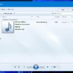 Giao diện Windows Media Player Legacy đang phát nhạc với các hiệu ứng hình ảnh