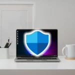 Giao diện Windows Security hiển thị biểu tượng lá chắn bảo vệ trên màn hình máy tính xách tay