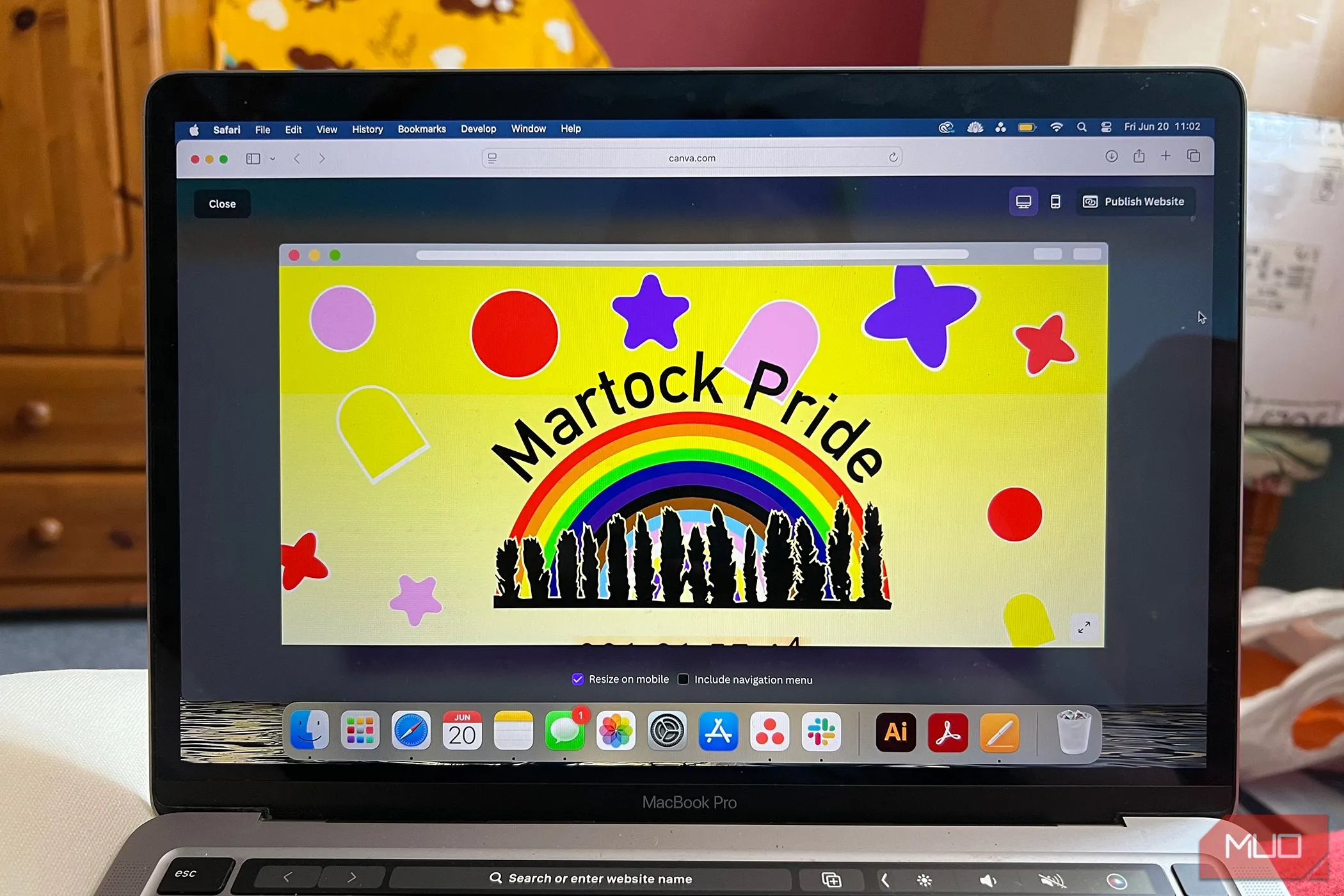Giao diện xem trước website Martock Pride được thiết kế trực tiếp trên Canva, thể hiện sự dễ dàng trong quá trình tạo website bằng công cụ này