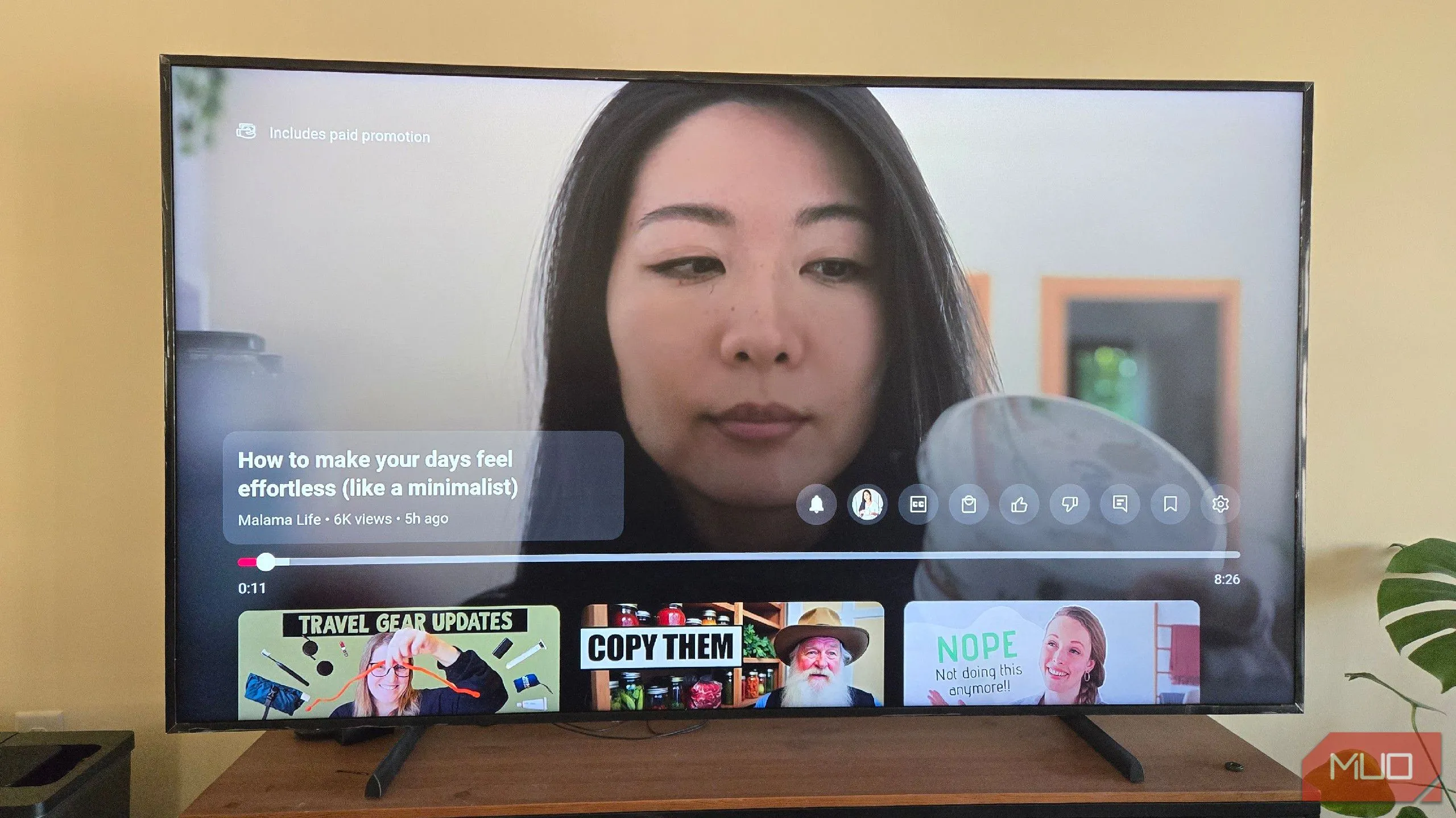 Giao diện YouTube TV trên màn hình tivi minh họa vấn đề ứng dụng trên Roku