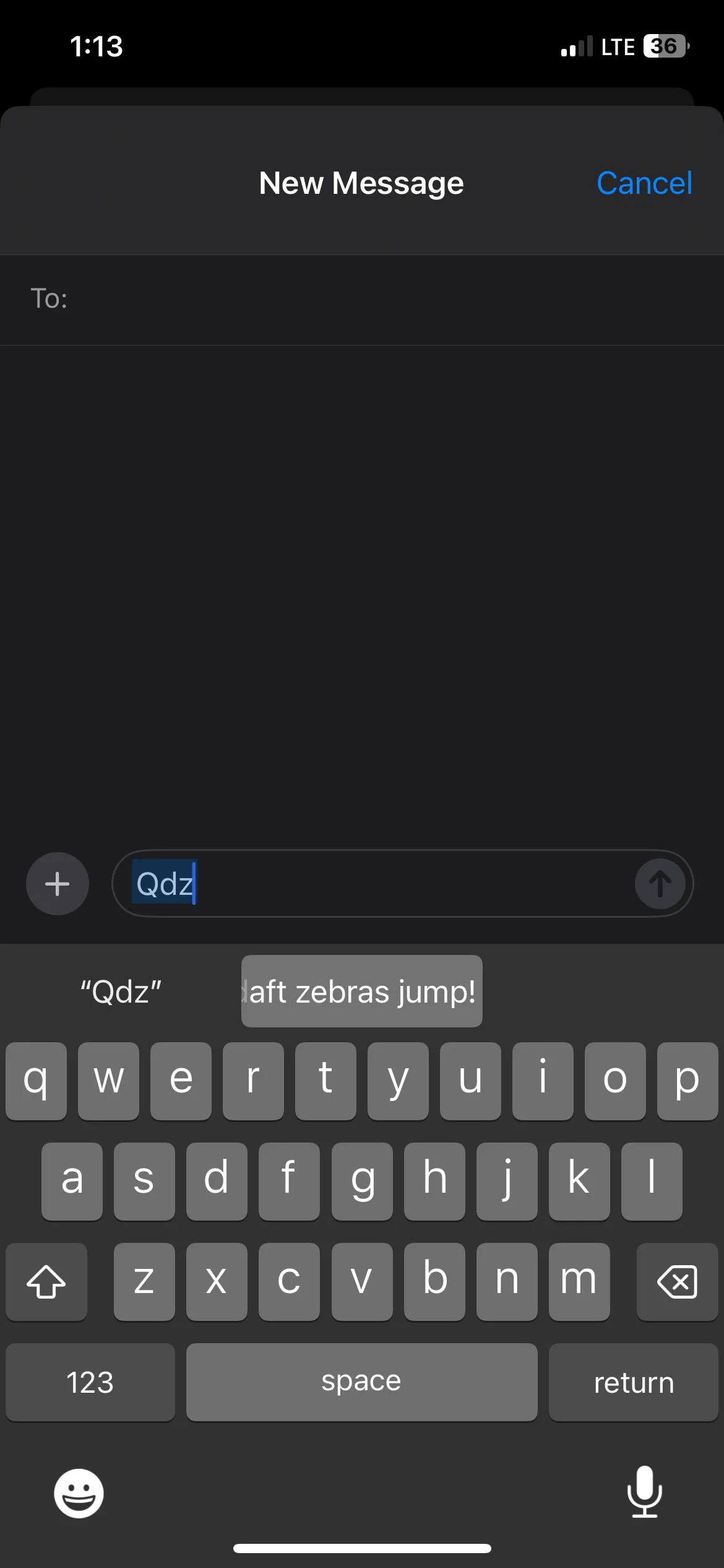 Gợi ý thay thế văn bản xuất hiện trên bàn phím iPhone khi nhập mã phím tắt 'qbz'