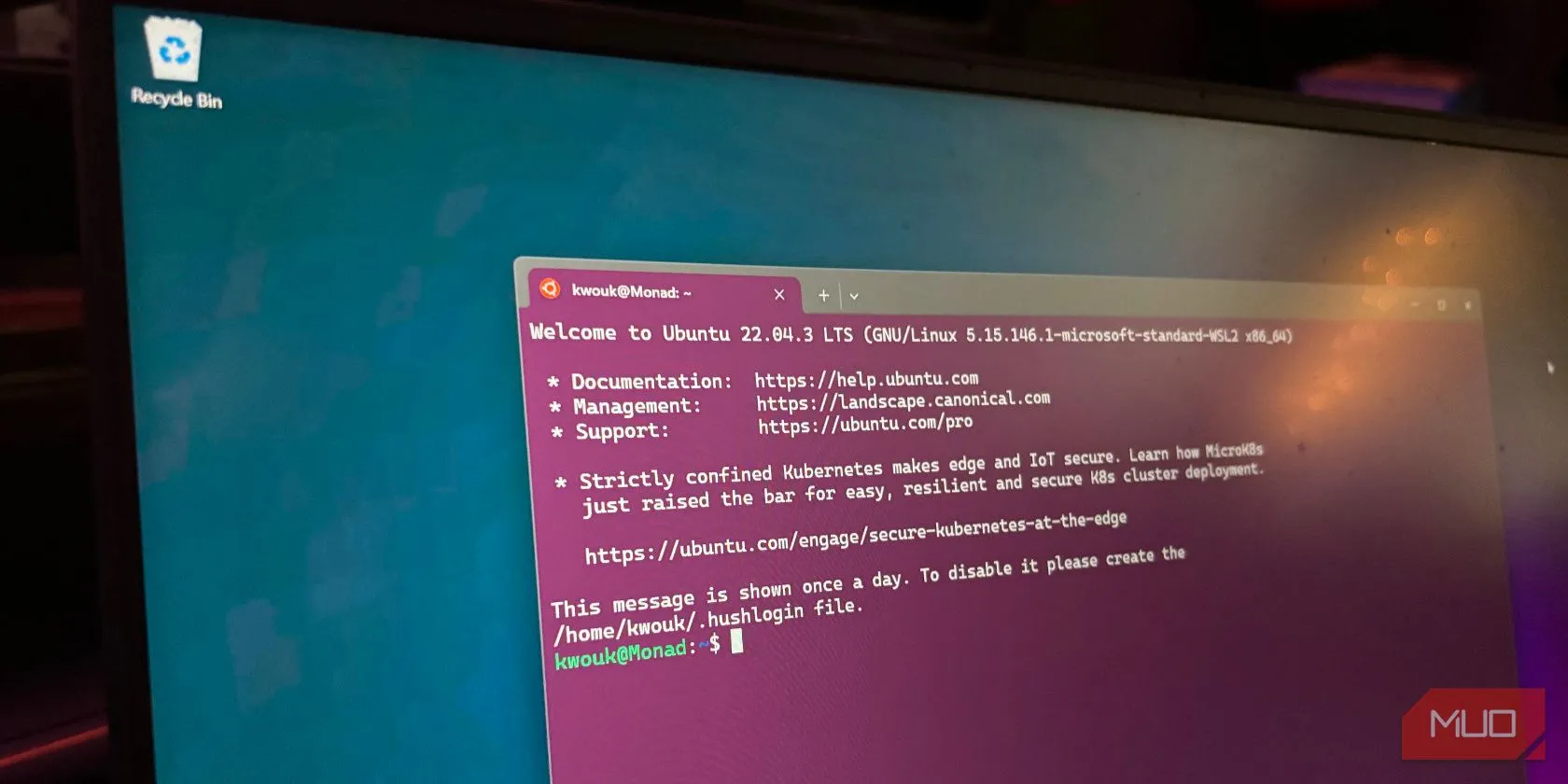 Hệ điều hành Ubuntu chạy trên Windows Subsystem for Linux, minh họa việc dual-boot dễ dàng.