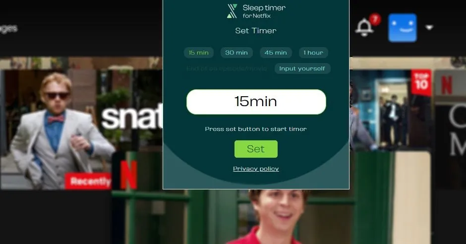 Hẹn giờ tắt Netflix bằng tiện ích mở rộng Sleep Timer for Netflix trên Chrome