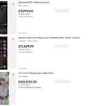 Hình ảnh điện thoại iPhone được rao bán trên eBay với TikTok cài sẵn, cho thấy mức giá bất thường.