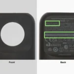 Hình ảnh mặt trước và mặt sau sạc dự phòng Belkin BoostCharge Pro 10K cho Apple Watch, minh họa vị trí kiểm tra số model BPD005 và serial.