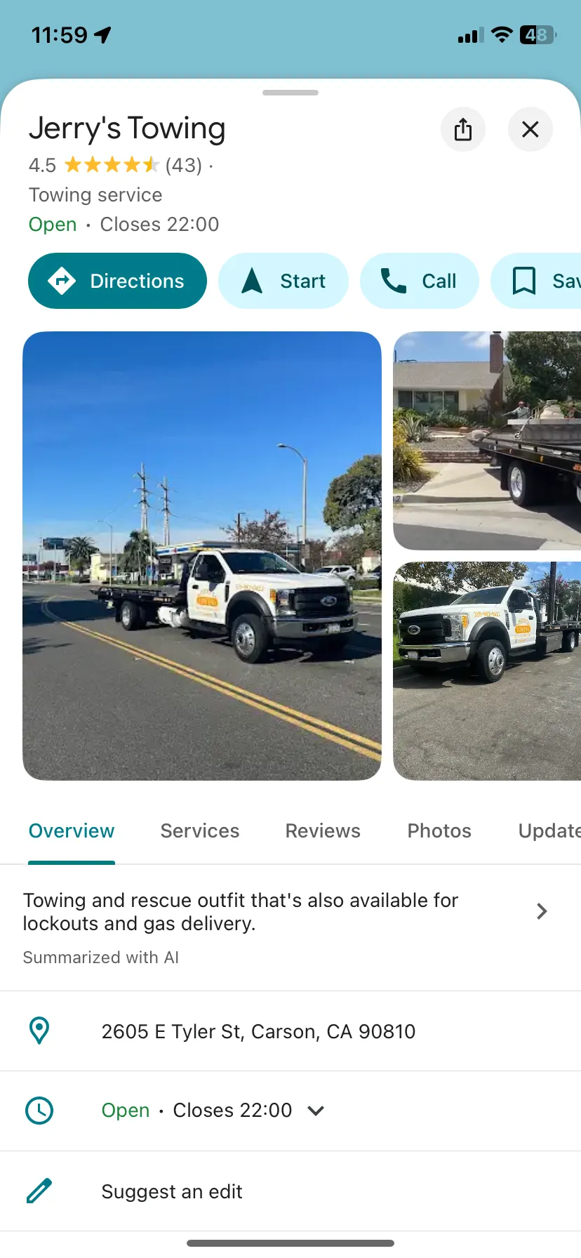 Hình ảnh minh họa cách kiểm tra website doanh nghiệp trên Google Maps trong tab Tổng quan để xác minh thông tin