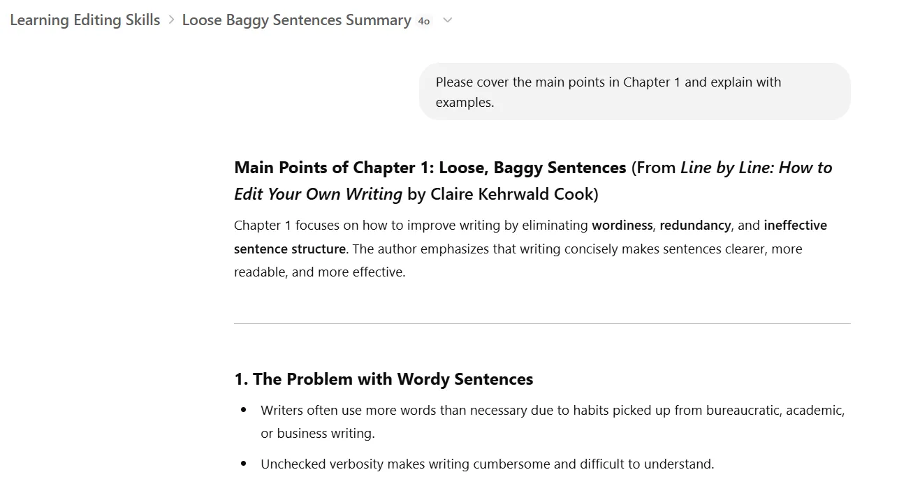 Hình ảnh minh họa cuộc trò chuyện với ChatGPT, hiển thị các ghi chú và tóm tắt sách được AI tạo ra, hỗ trợ người dùng trong quá trình ôn tập và học tập hiệu quả.