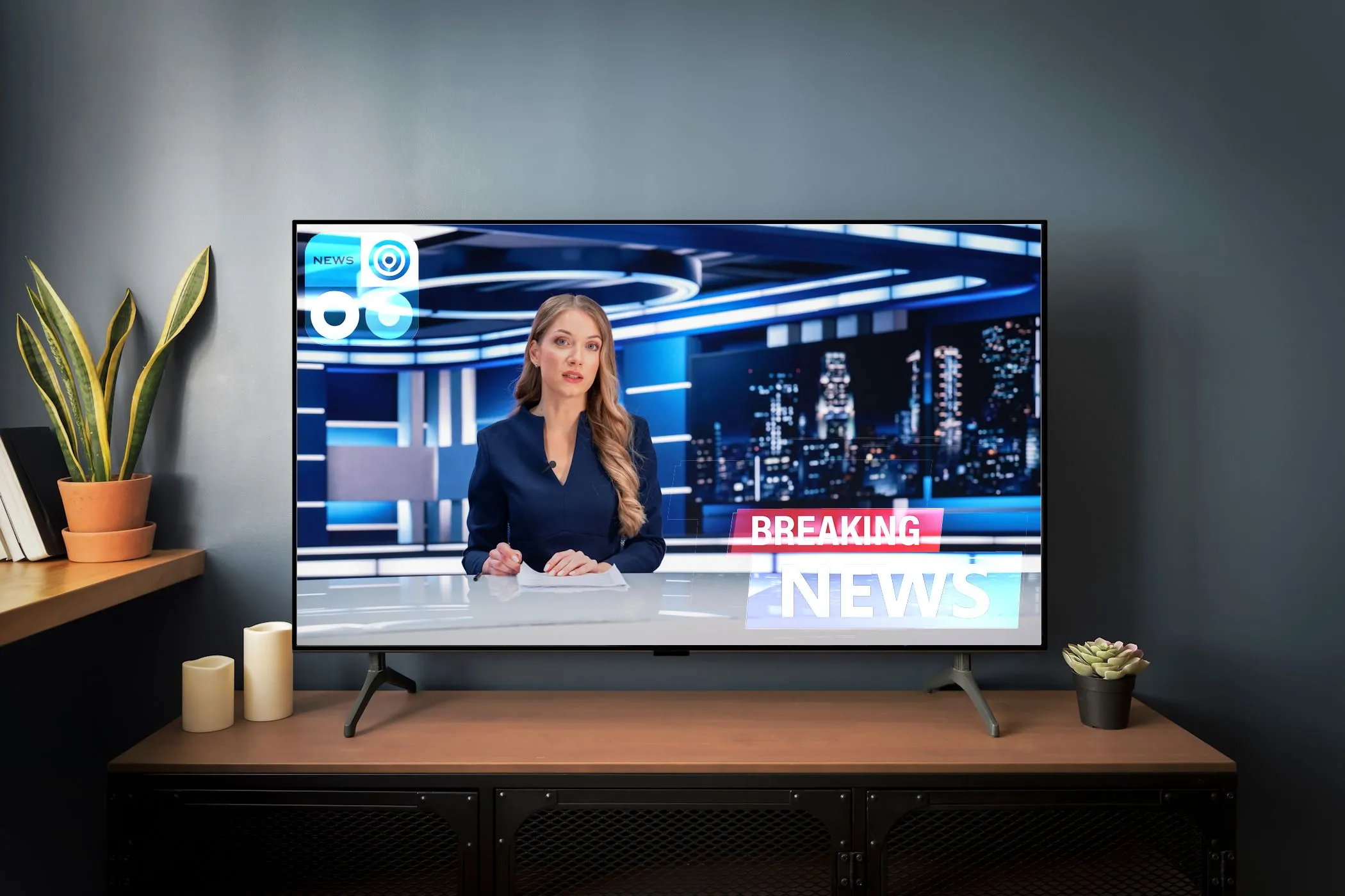 Hình ảnh mô phỏng TV bị hiện tượng burn-in màn hình do hiển thị nội dung tĩnh lâu dài