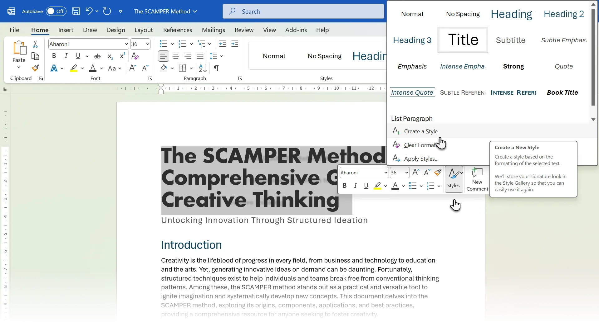 Hộp thoại &quot;Create New Style from Formatting&quot; (Tạo kiểu mới từ định dạng) và tùy chọn lưu kiểu vào mẫu tài liệu trong Microsoft Word.