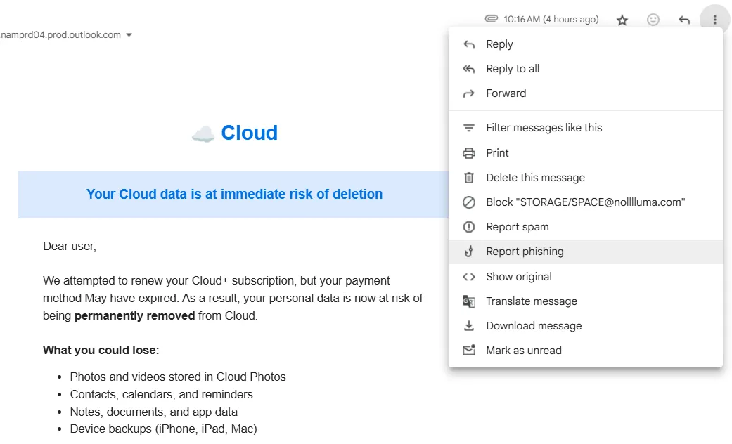 Hướng dẫn báo cáo email lừa đảo (phishing) trong Gmail để tăng cường bảo mật