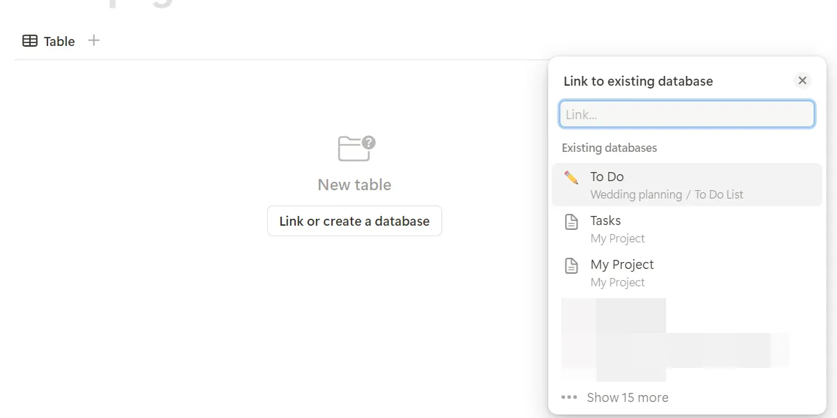 Hướng dẫn chọn cơ sở dữ liệu liên kết (linked database) trong Notion, giúp người dùng dễ dàng kết nối và hiển thị dữ liệu từ các nguồn khác nhau.