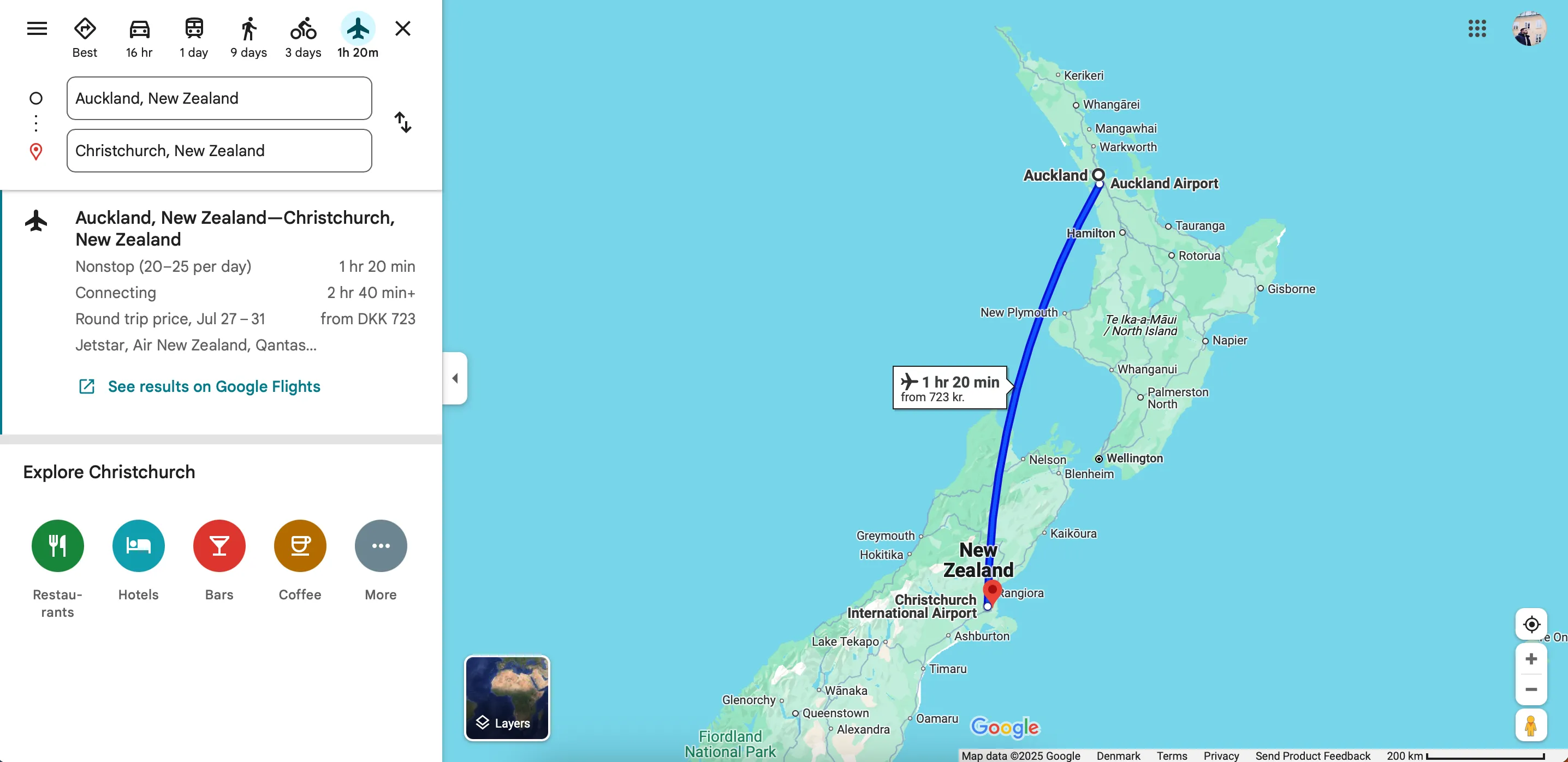 Hướng dẫn chuyến bay hiển thị trong ứng dụng Google Maps