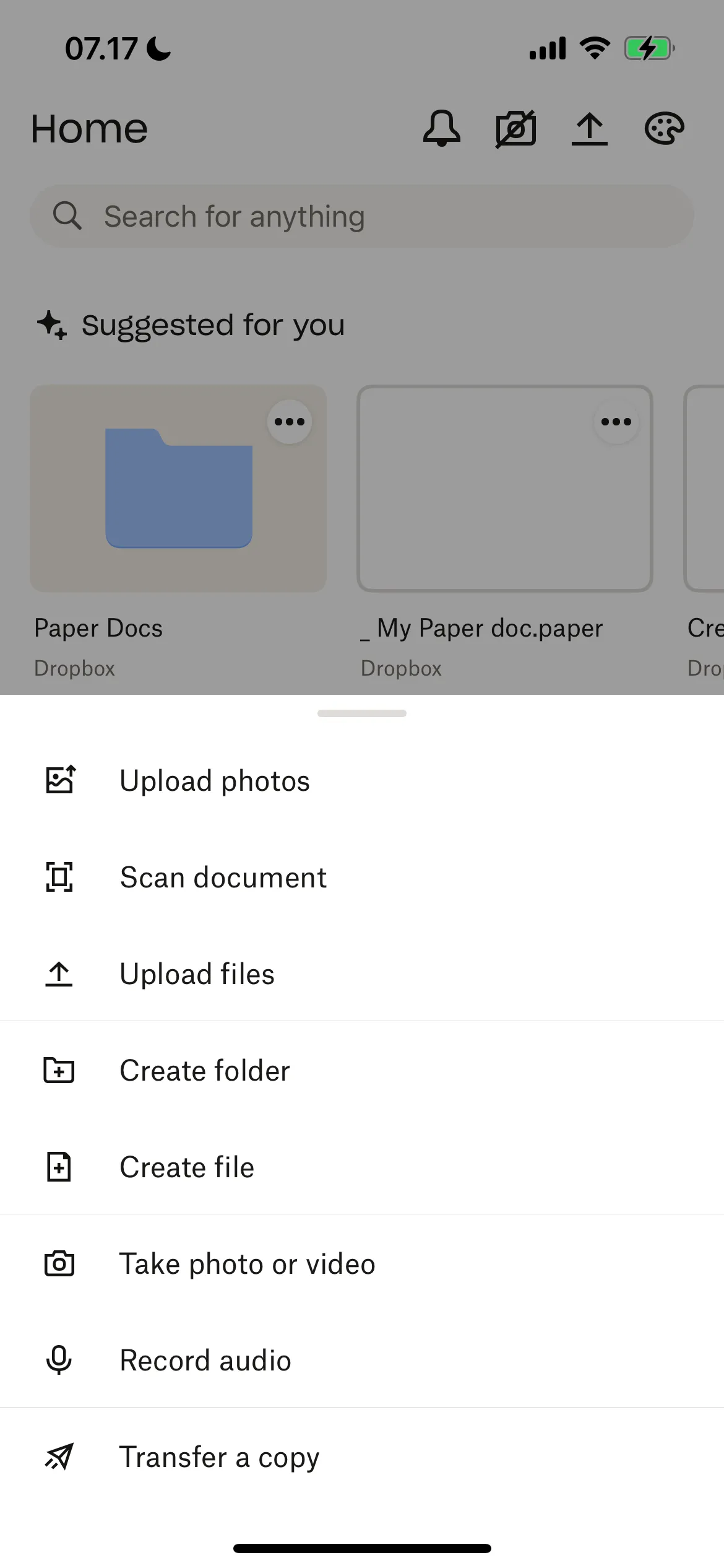 Hướng dẫn tạo tệp hoặc tài liệu mới trong ứng dụng Dropbox Paper.