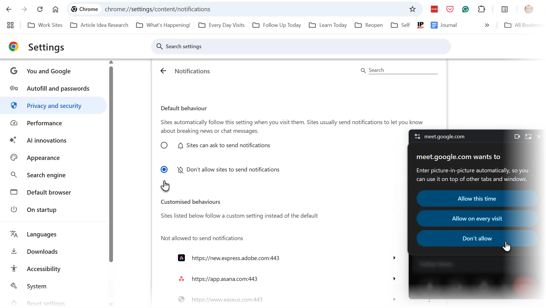 Hướng dẫn tắt thông báo trình duyệt Google Chrome, giúp bạn duy trì sự tập trung tối đa trong các cuộc họp hoặc công việc