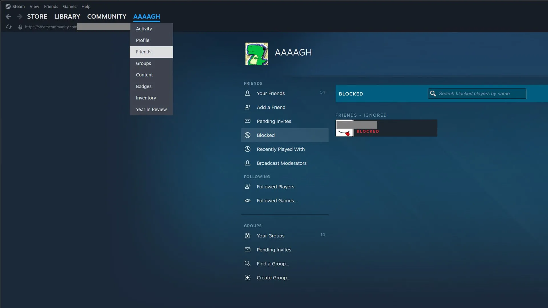 Hướng dẫn truy cập danh sách chặn trong cài đặt tài khoản Steam