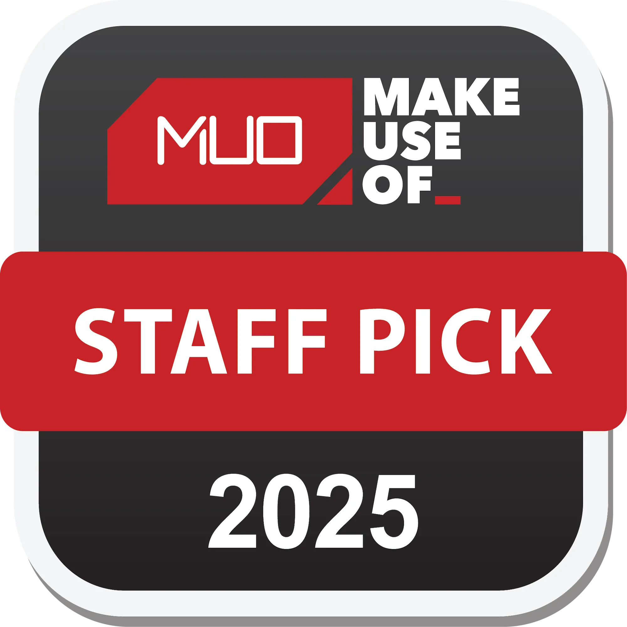 Huy hiệu giải thưởng MakeUseOf Staff Pick 2025 cho reMarkable Paper Pro