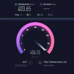 Kết quả kiểm tra tốc độ internet trên Ookla thể hiện tốc độ tải xuống và tải lên