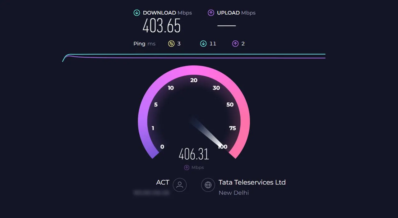 Kết quả kiểm tra tốc độ internet trên Ookla thể hiện tốc độ tải xuống và tải lên