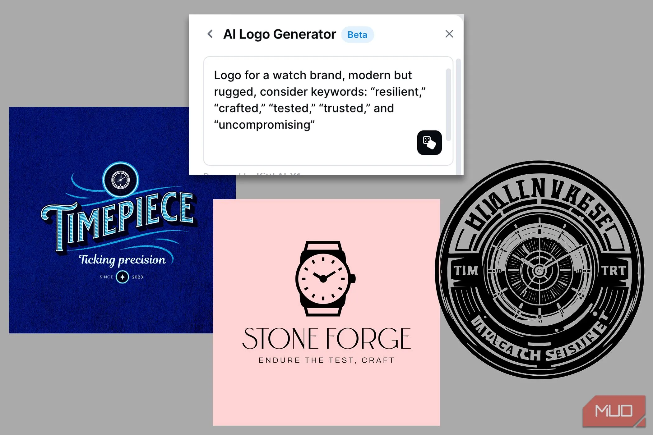 Kết quả tạo logo từ Kittl AI, cho thấy thách thức khi AI chưa hiểu đúng ý định sáng tạo