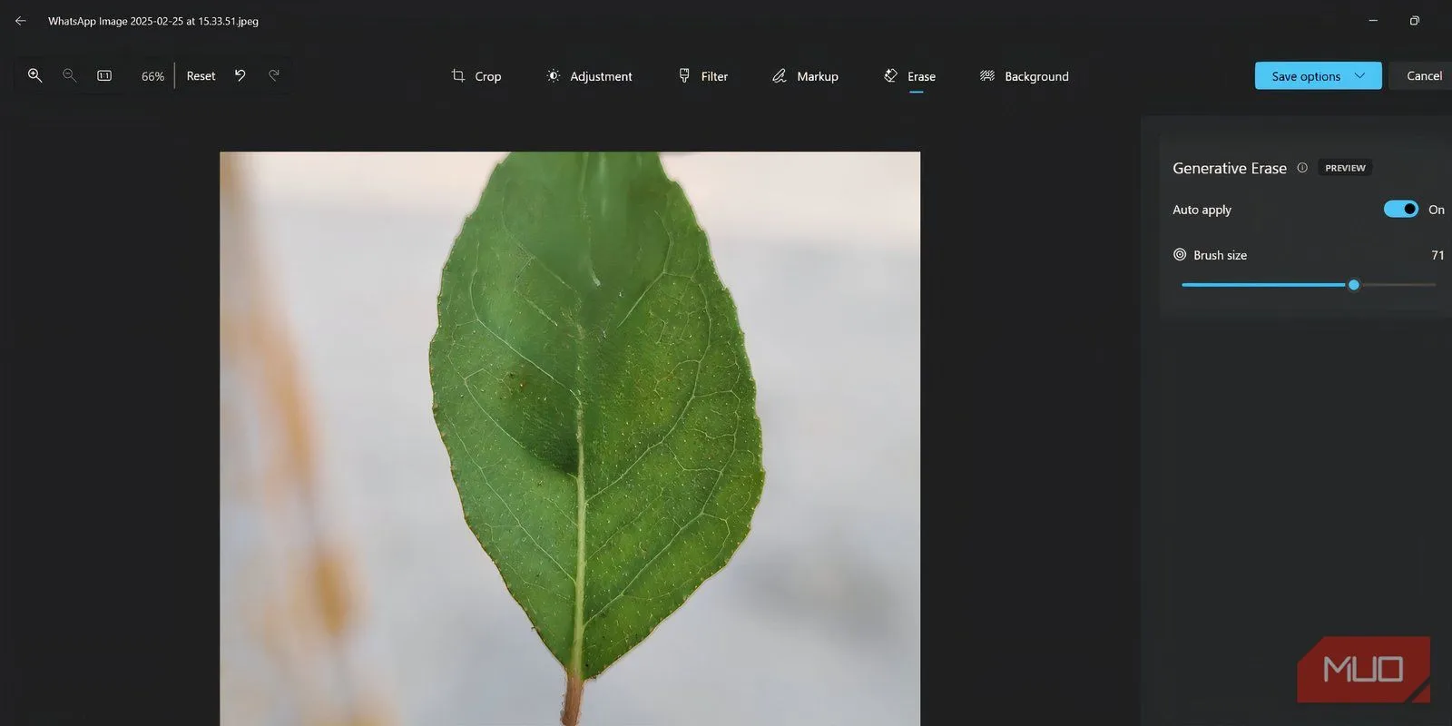 Kết quả thử nghiệm Generative Erase của Microsoft Photos trên ảnh chiếc nhẫn bị xóa