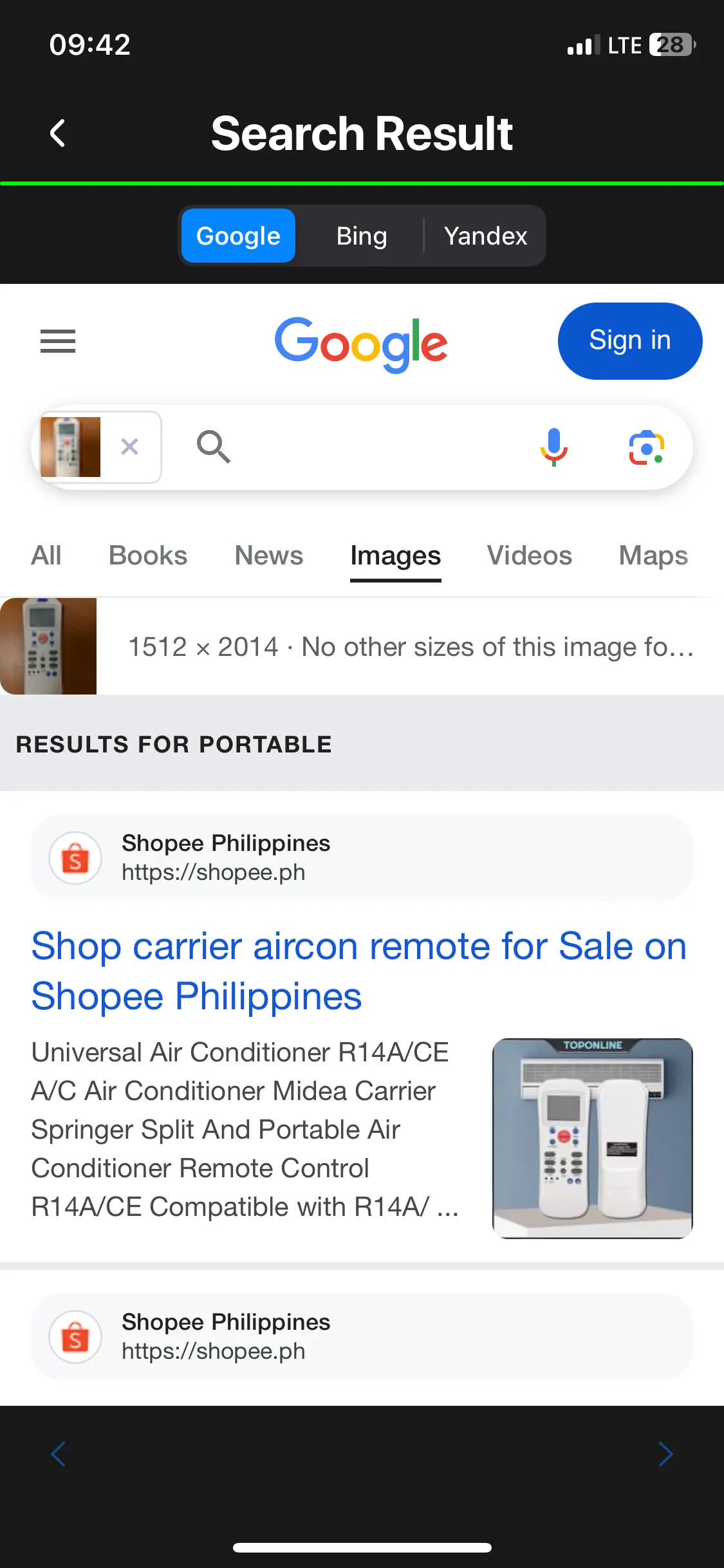 Kết quả tìm kiếm ngược hình ảnh trên ứng dụng Image Recognition and Searcher với các liên kết liên quan