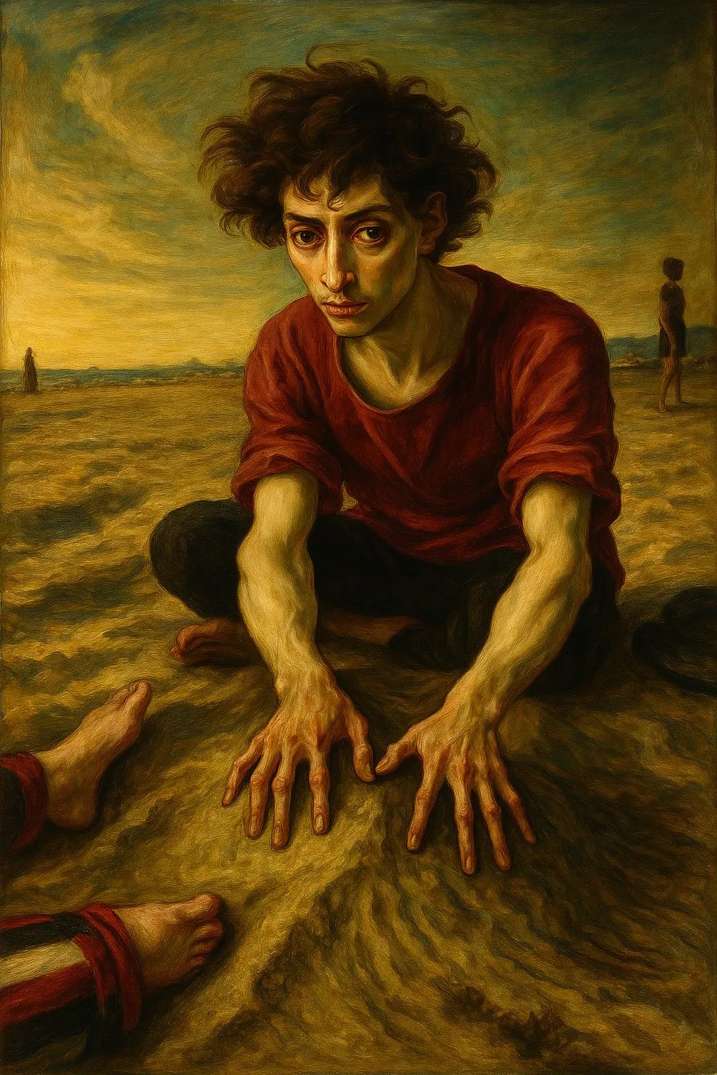 Kết quả tranh phong cách Mannerism từ ảnh người đàn ông trên biển