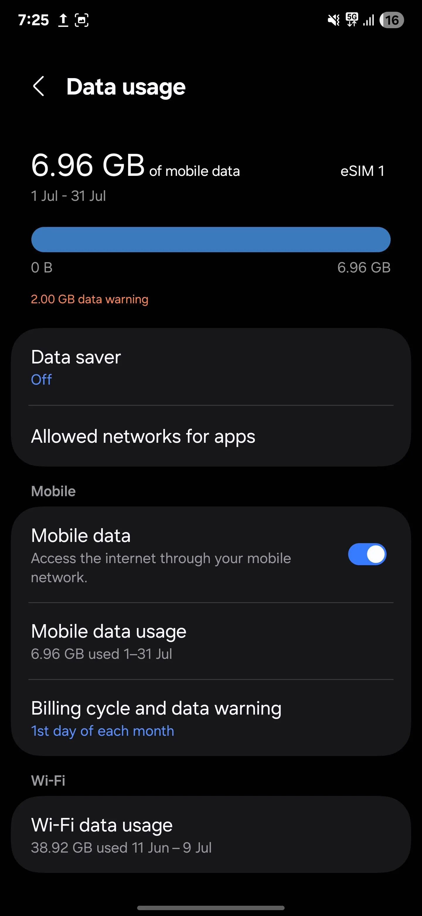 Kiểm tra mức sử dụng dữ liệu di động của ứng dụng trên Samsung