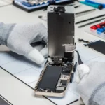 Kỹ thuật viên đang kiểm tra và thay thế pin điện thoại Samsung để kéo dài tuổi thọ sử dụng