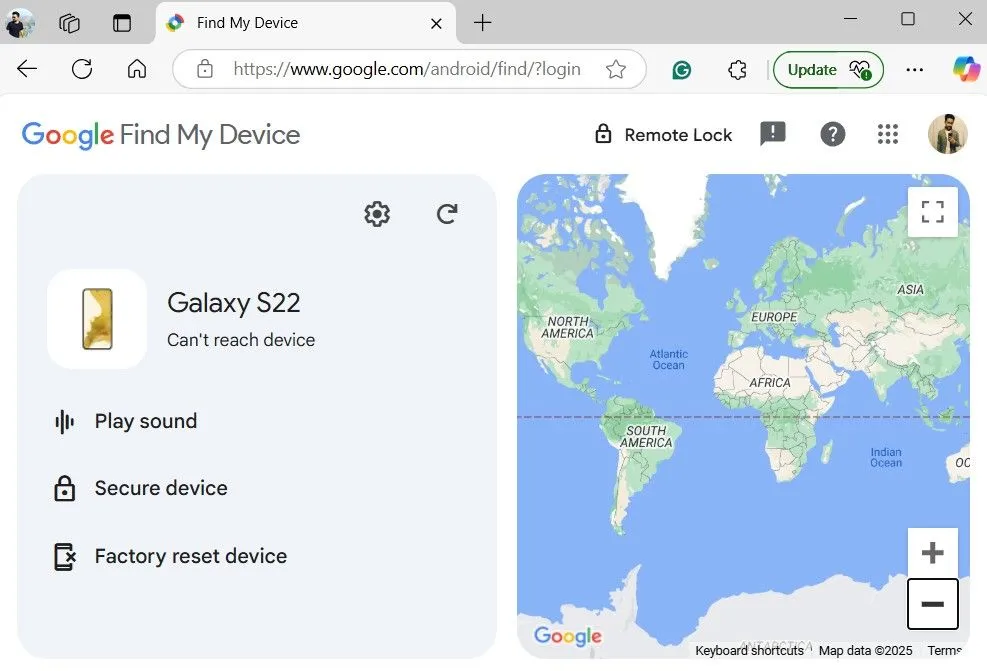 Lỗi không thể kết nối thiết bị trên Google Tìm Thiết Bị của tôi khi điện thoại Samsung mất mạng