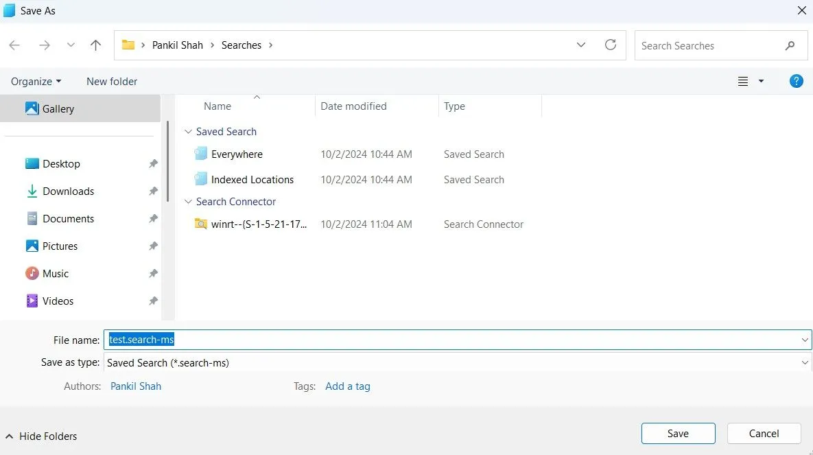 Lưu lại các truy vấn tìm kiếm phức tạp trong File Explorer