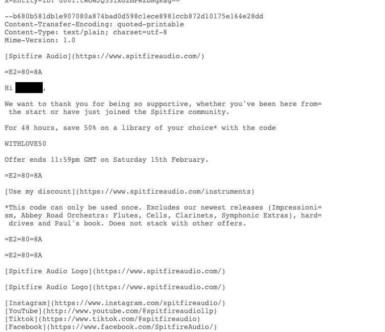 Mã nguồn HTML của một email hợp lệ hiển thị rõ ràng, không chứa ký tự lạ hay bị thao túng